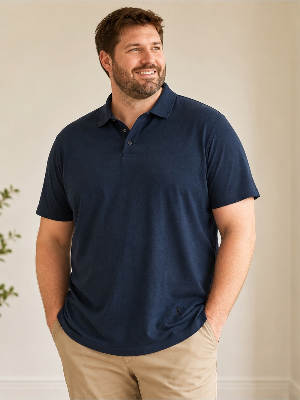 American Tall Men’s 2XL/T Navy Blue Short Sleeve Polo Shirt 100% Cotton Tall Fit